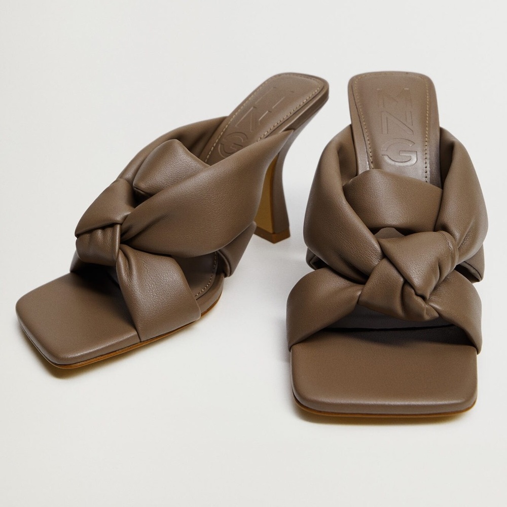 Mango Brown Heeled Knot Sandals